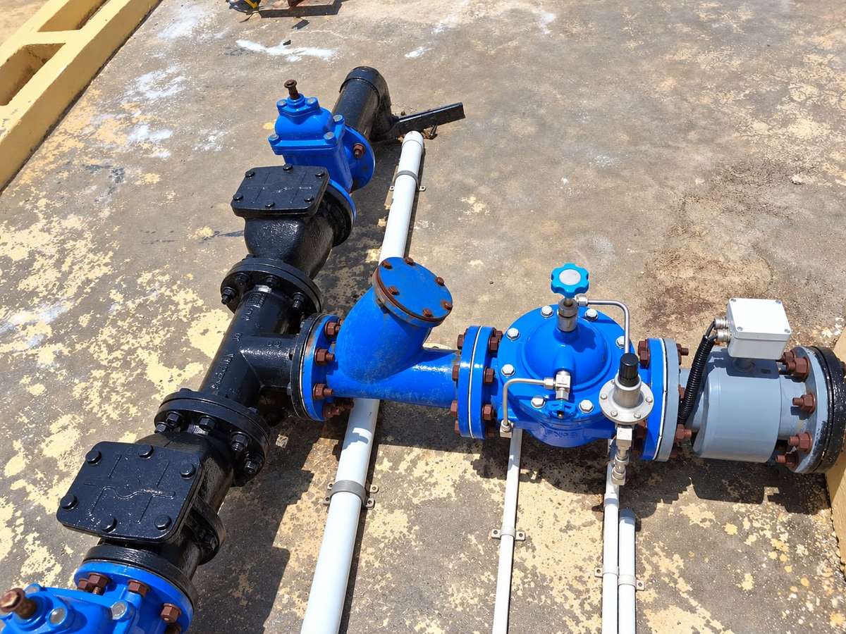PREETAM DN100 flow control valve, gate valve, and electromagnetic flow meter installation